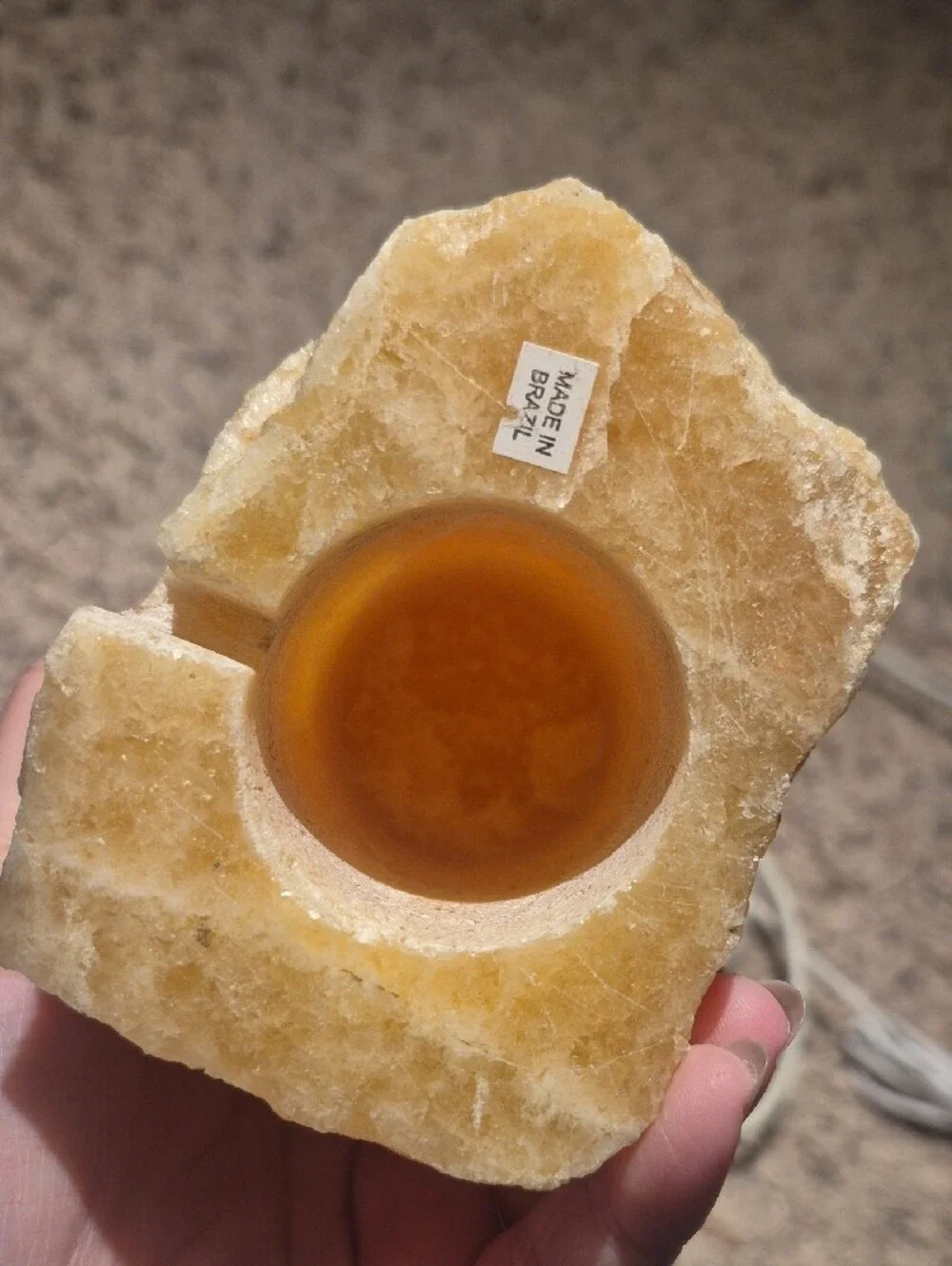 Hand-Crafted Orange Calcite Crystal Lamp (Wooden Base Not Included)